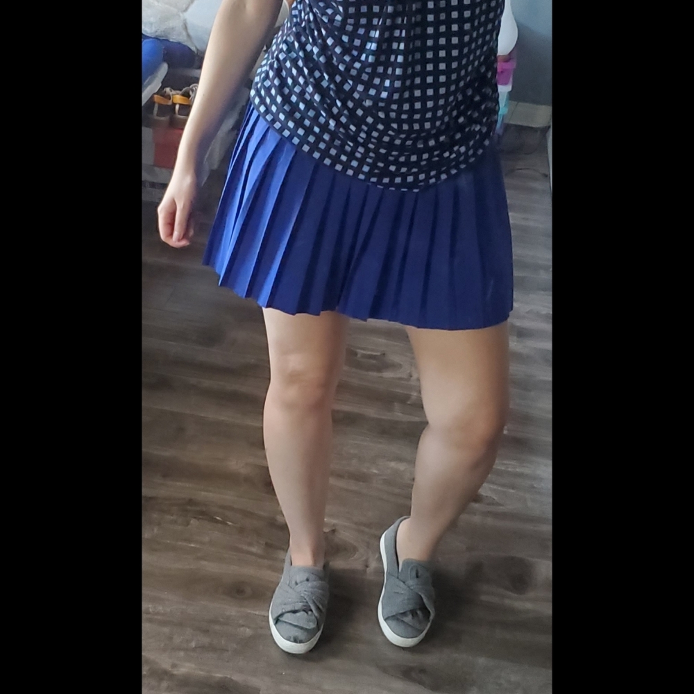 Kyoyo Royal Blue High Waisted Pleated Skirt